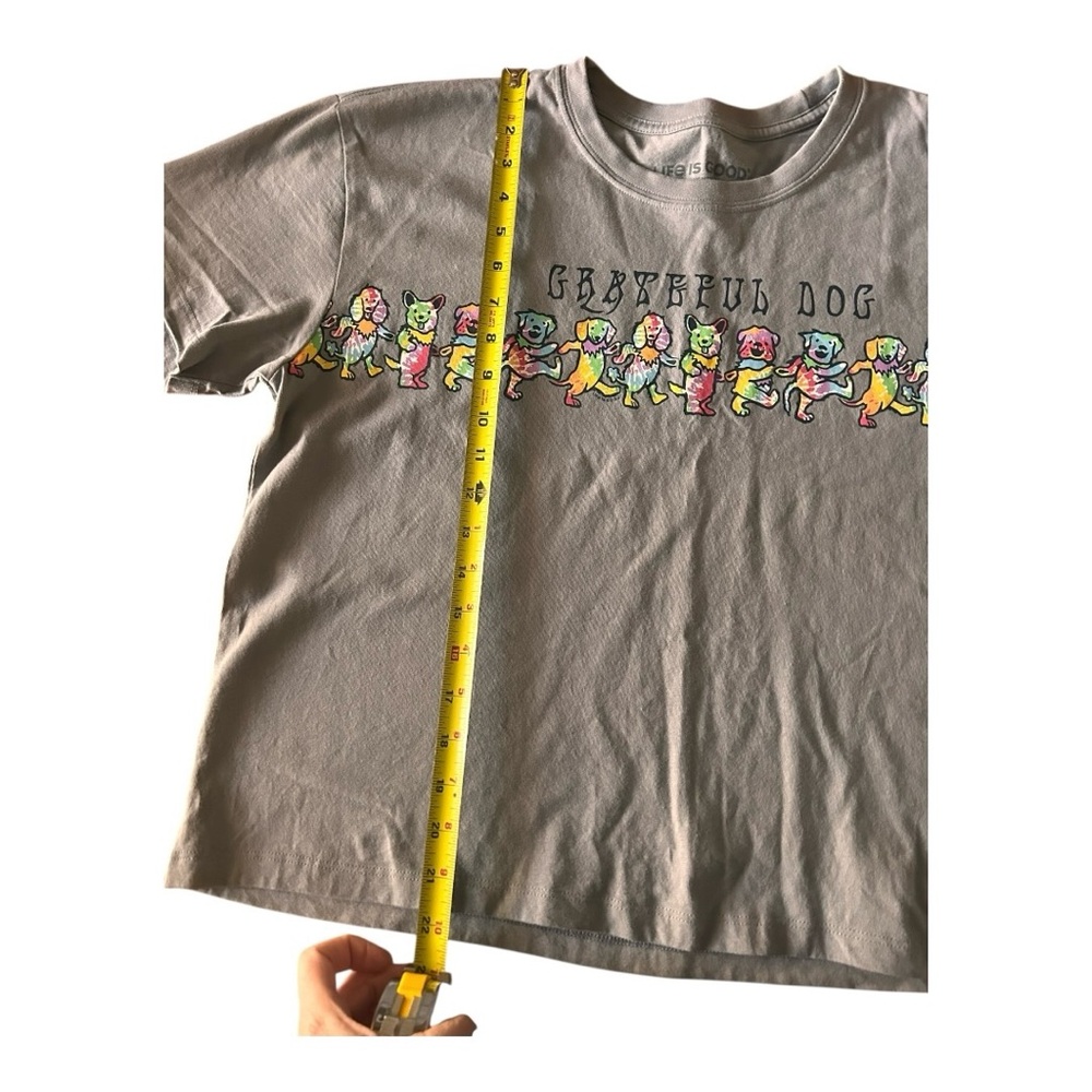 Life Is Good Light Blue Short Sleeve Tee with Colorful Grateful Dog Row - Picture 7 of 8